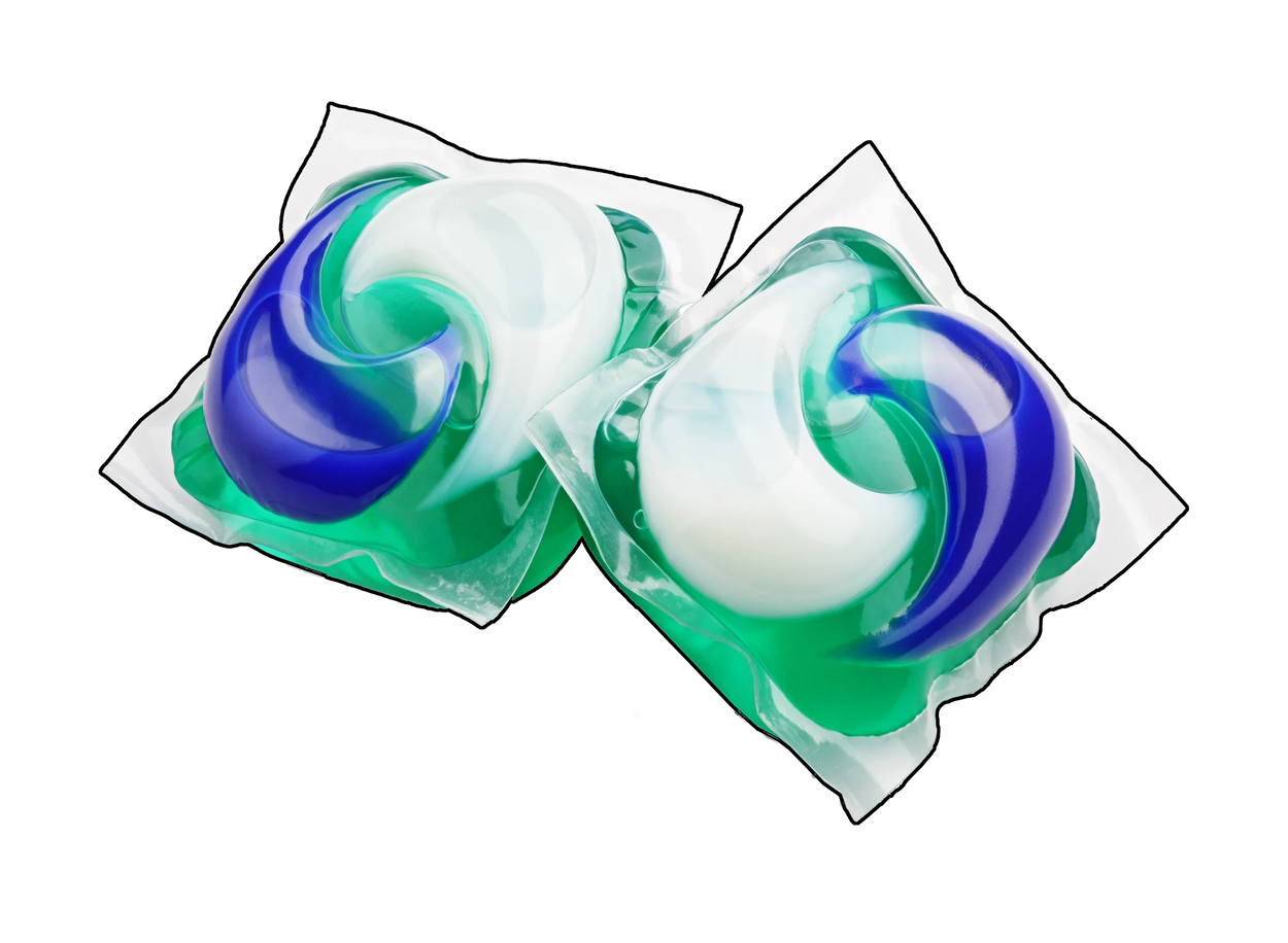 Two packages of swirl-patterned soap with blue, green, and white colors, wrapped in clear plastic.